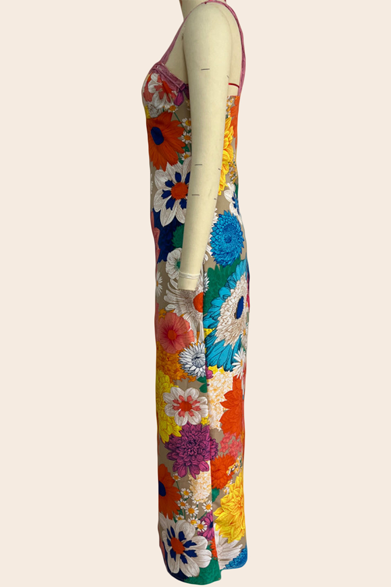 Sexy Flowers Print Patchwork One Step Skirt Dresses