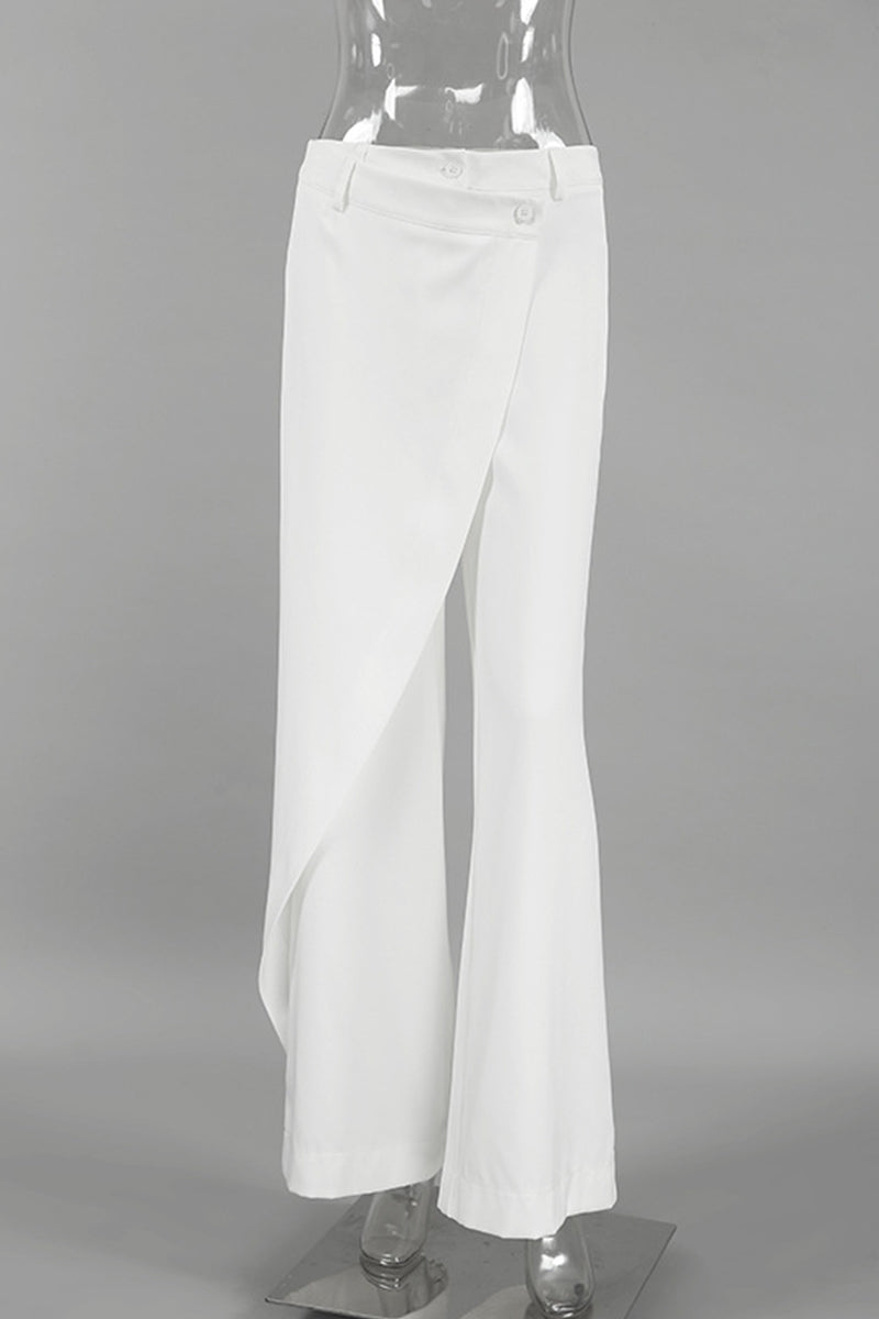 Casual Daily Buttons Irregular High Waist Wide Leg Bottoms