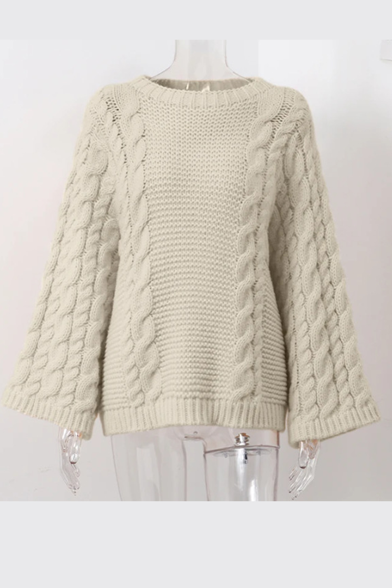 Casual Solid Color Weave O Neck Sweaters(3 Colors)