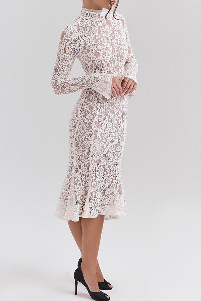 Sexy Lace Half A Turtleneck Fishtail Dresses