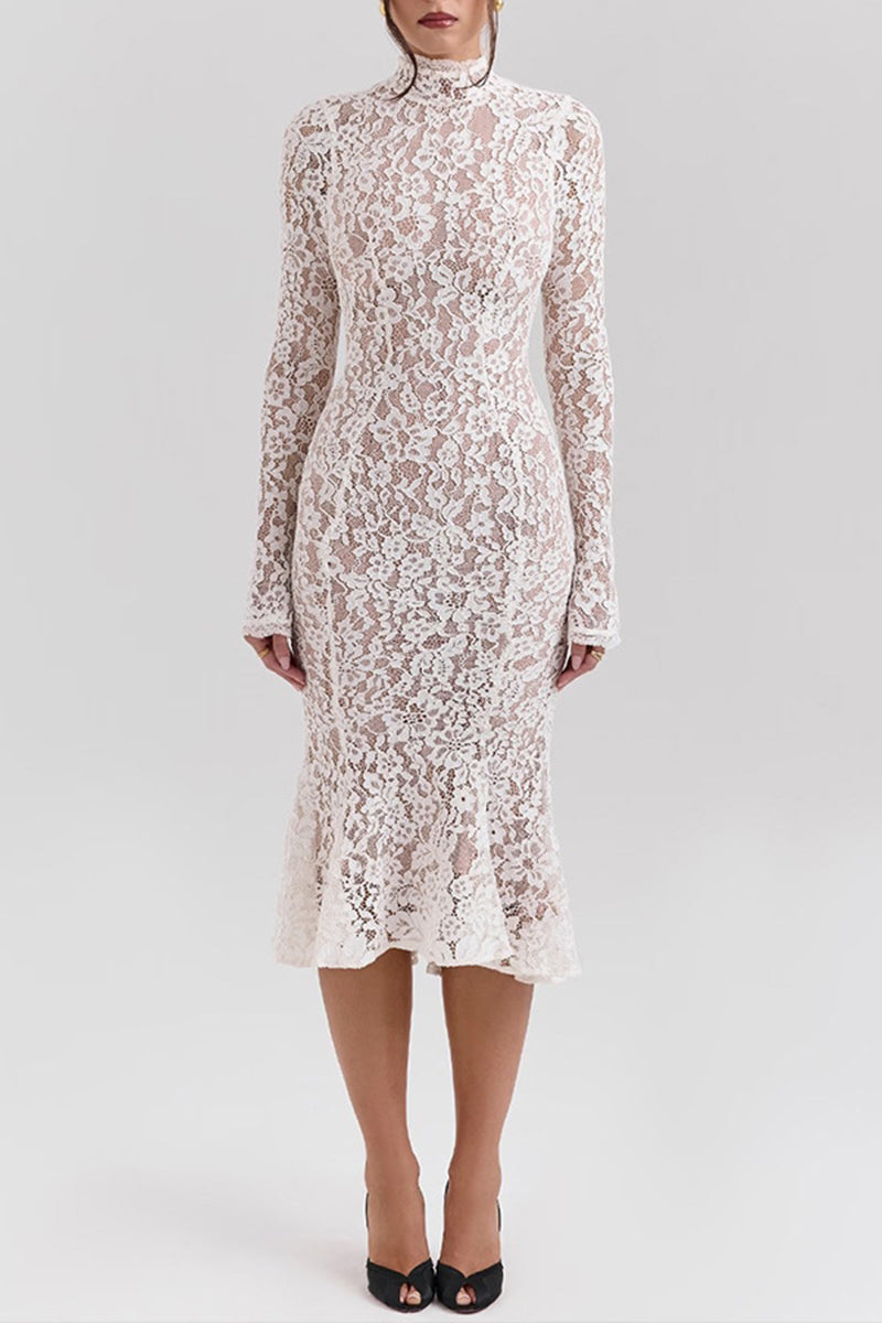 Sexy Lace Half A Turtleneck Fishtail Dresses