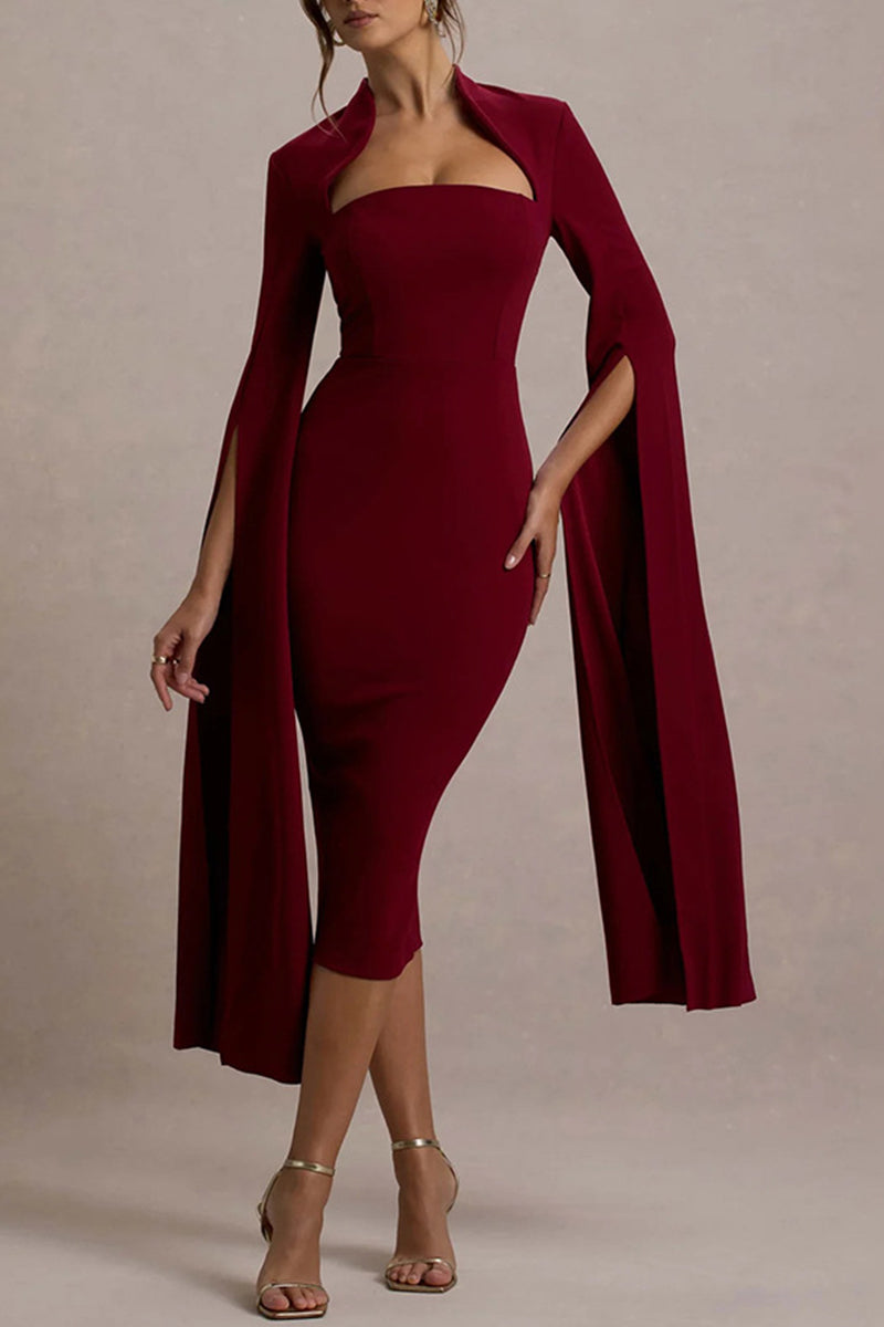 Sexy Elegant Slit Zipper Half A Turtleneck Wrapped Skirt Dresses