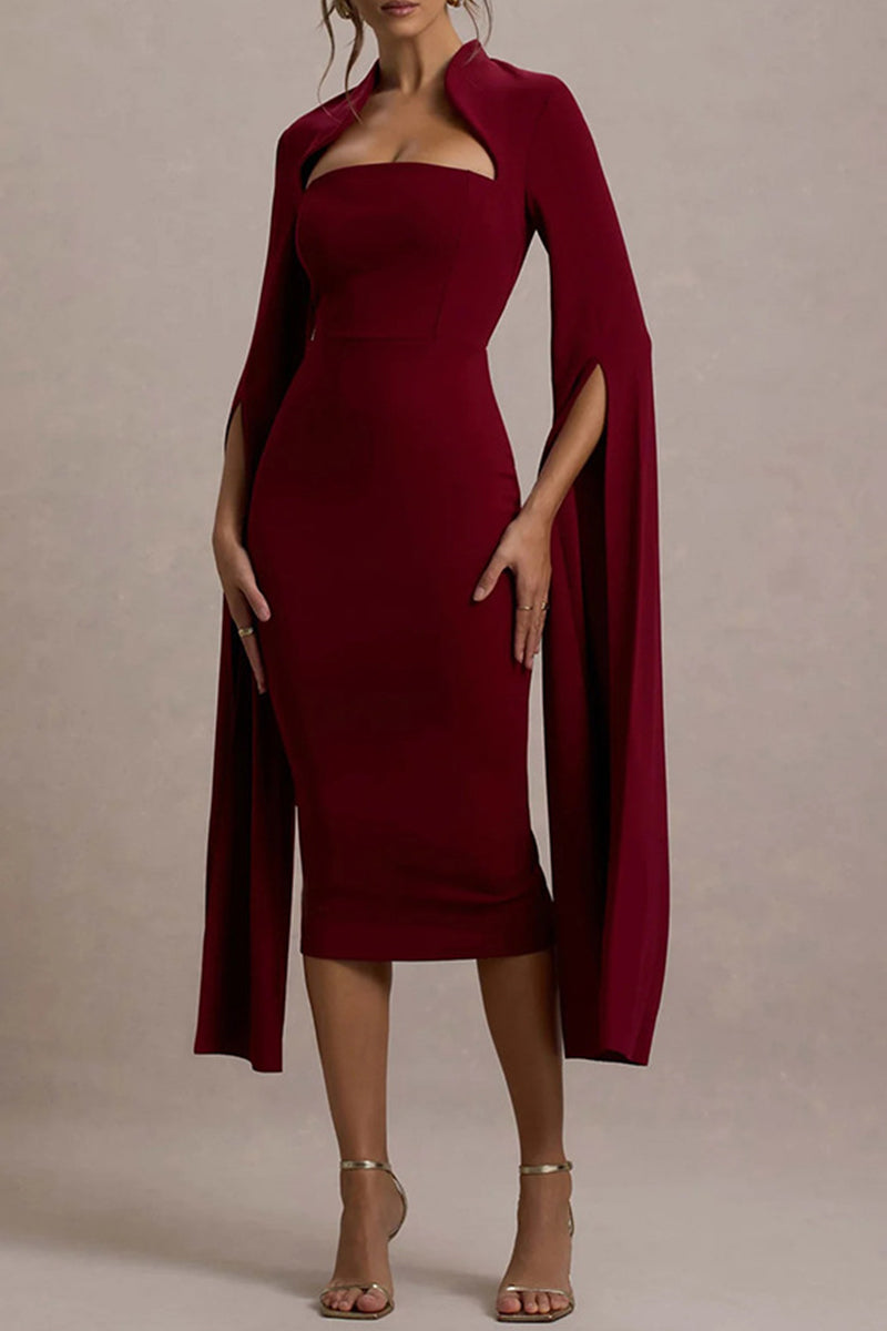 Sexy Elegant Slit Zipper Half A Turtleneck Wrapped Skirt Dresses