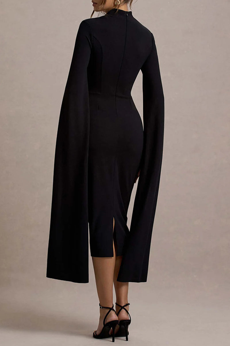 Sexy Elegant Slit Zipper Half A Turtleneck Wrapped Skirt Dresses