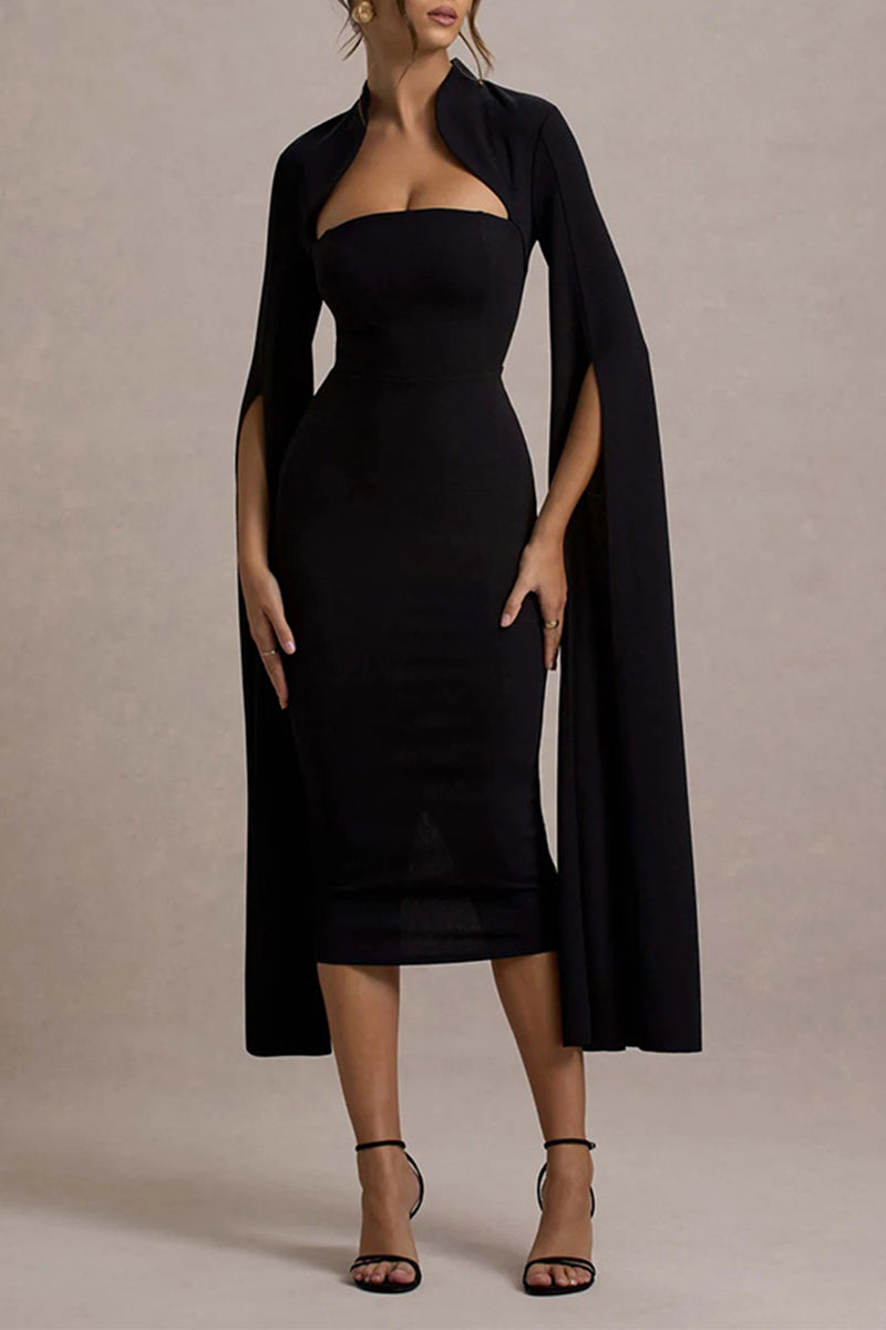 Sexy Elegant Slit Zipper Half A Turtleneck Wrapped Skirt Dresses