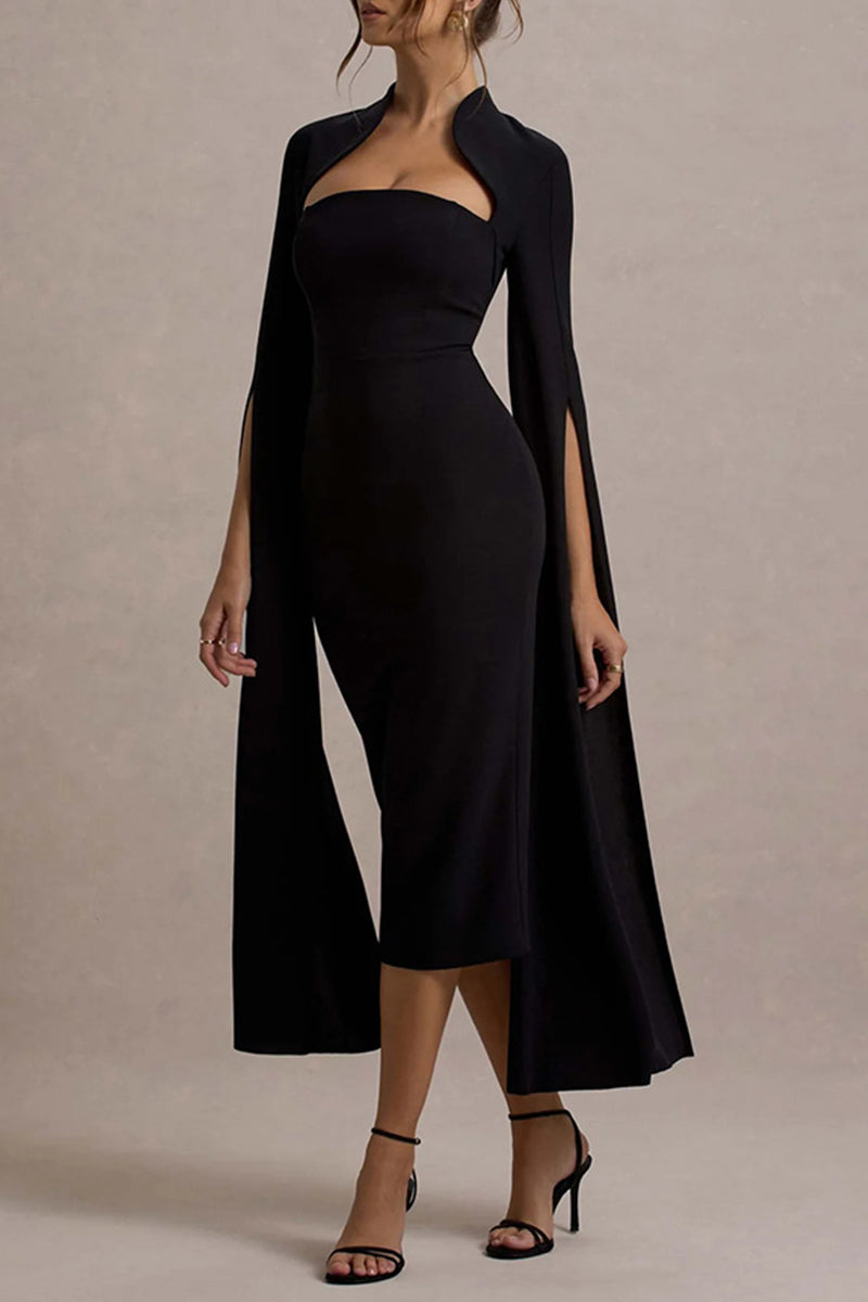 Sexy Elegant Slit Zipper Half A Turtleneck Wrapped Skirt Dresses