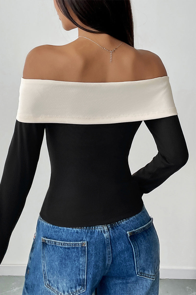 Sexy Solid Color Bow Decor Off Shoulder Tops