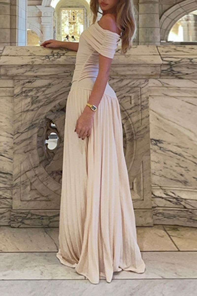 Sexy Ruched Off Shoulder Long Dresses