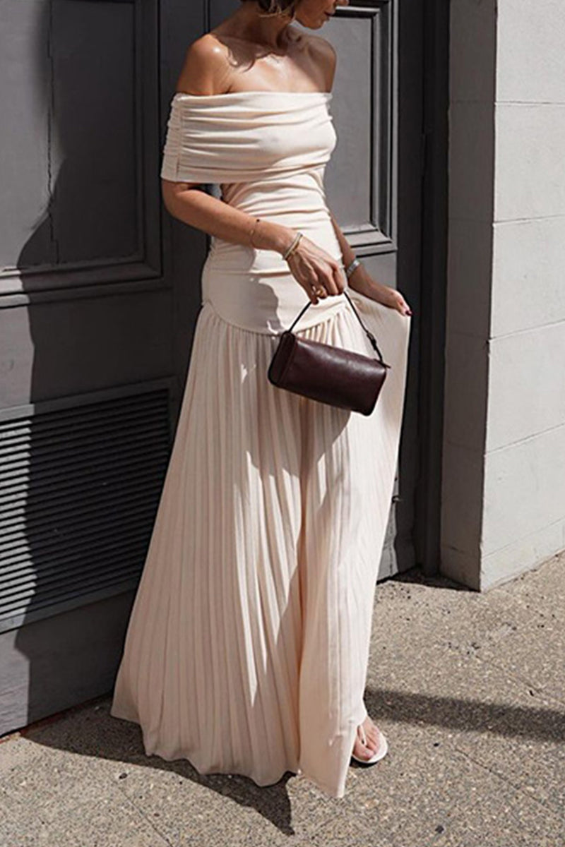 Sexy Ruched Off Shoulder Long Dresses