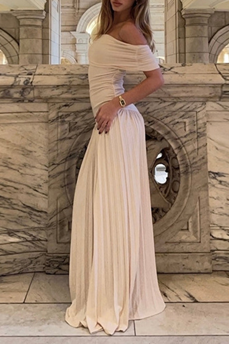 Sexy Ruched Off Shoulder Long Dresses