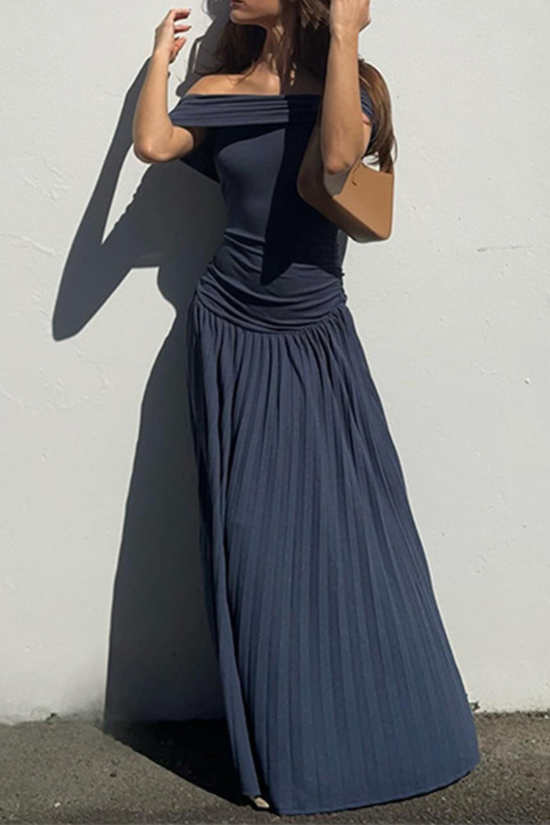 Sexy Ruched Off Shoulder Long Dresses