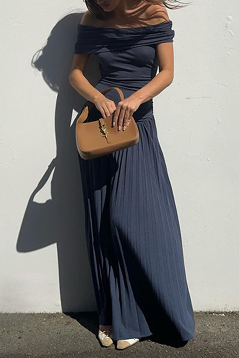 Sexy Ruched Off Shoulder Long Dresses