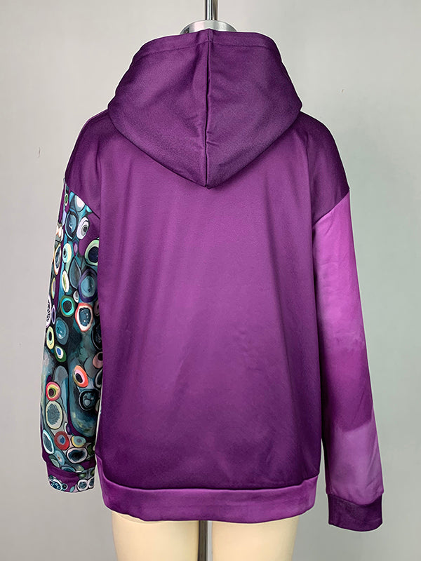 Long Sleeves Printed Hooded Hoodies Tops