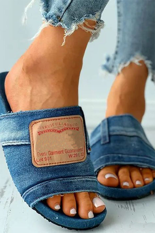 Denim Open Toe Slippers