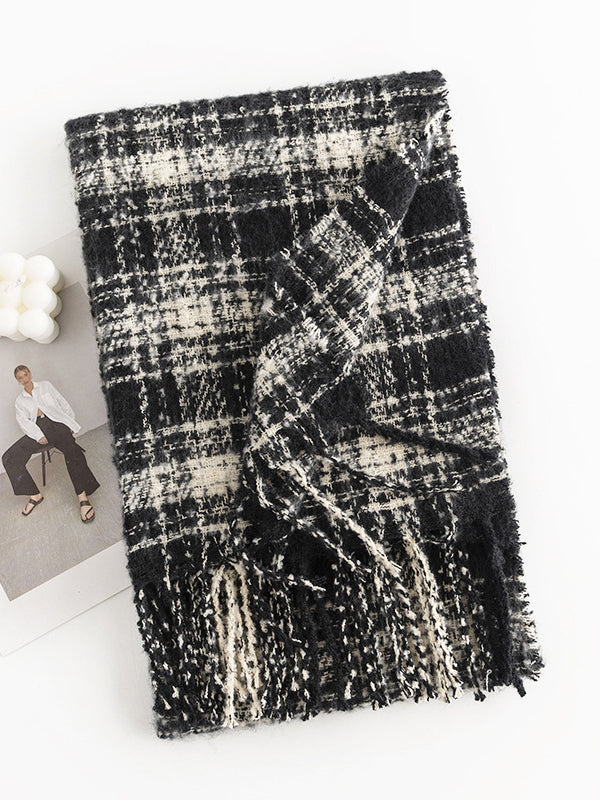 Keep Warm Plaid Tasseled Shawl&Scarf