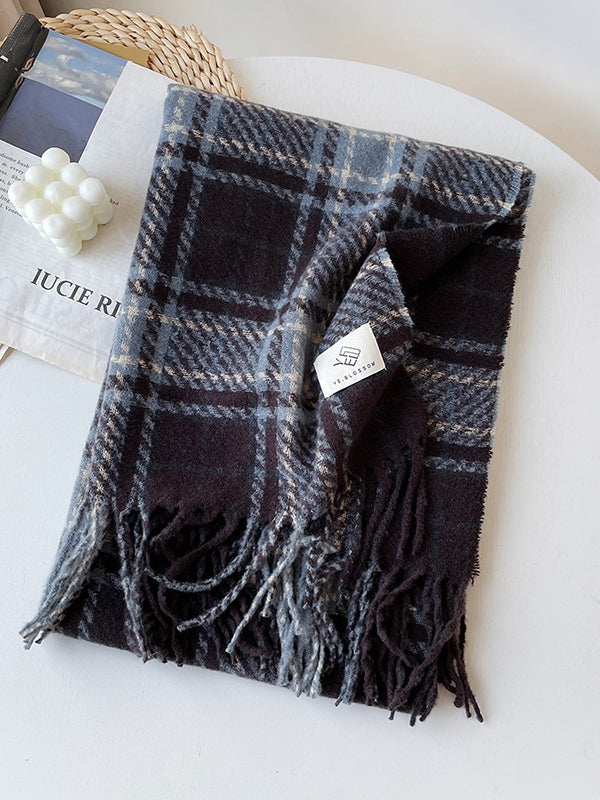 Plaid Tasseled Shawl&Scarf