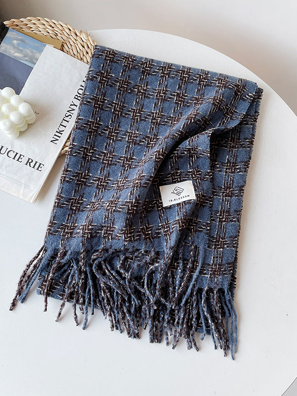 Plaid Tasseled Shawl&Scarf