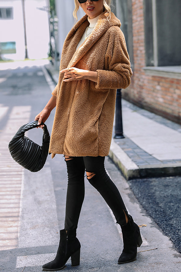 Solid Color Double-faced Velvet Casual Loose Long Coat