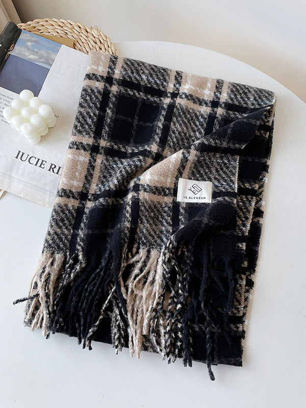 Plaid Tasseled Shawl&Scarf