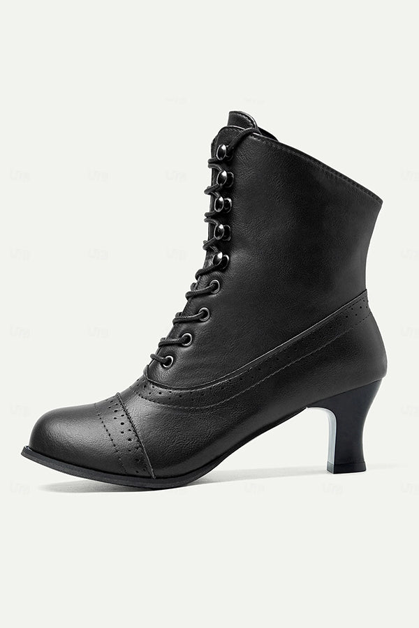 British Style Thick Heel Mid Calf Boots