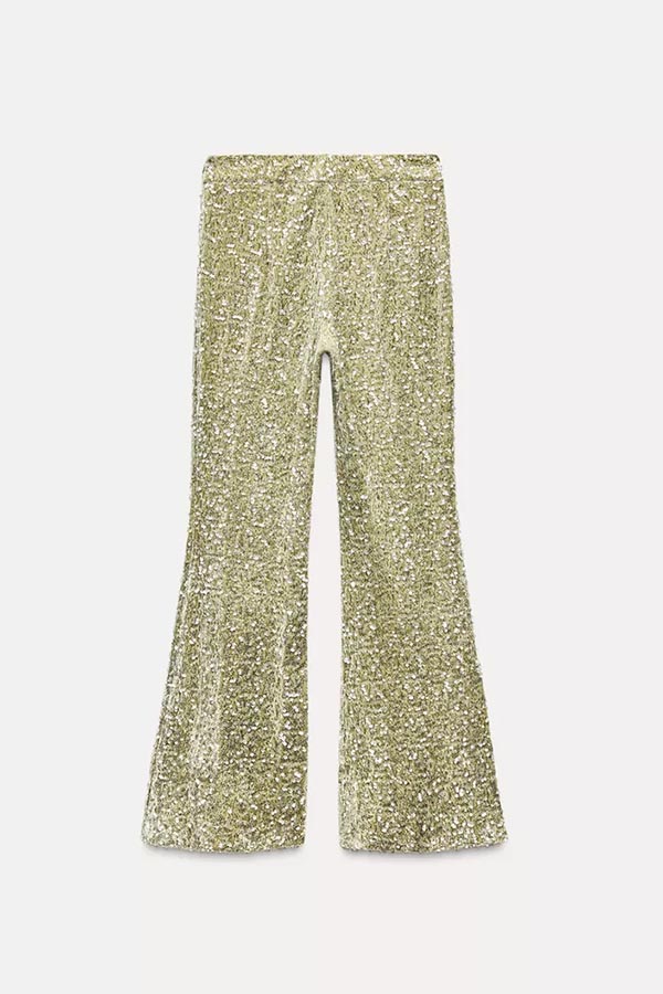 Promise You A Party Sequin High-waisted Elastic Waist Flare Pants