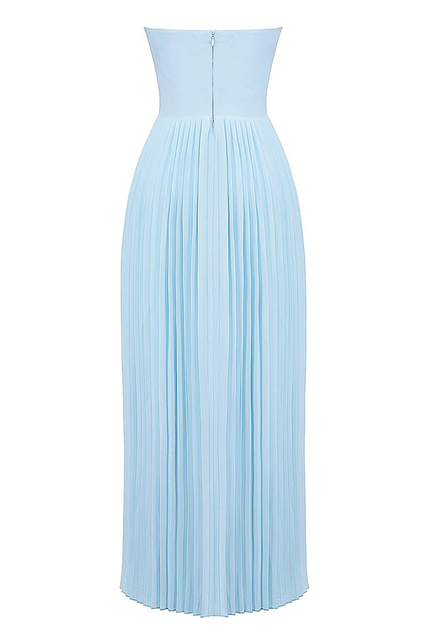 Romantic and Elegant Pleated Strapless Maxi Dress