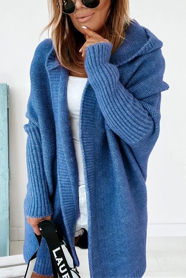 Fall for Nyc Solid Hooded Casual Cardigan