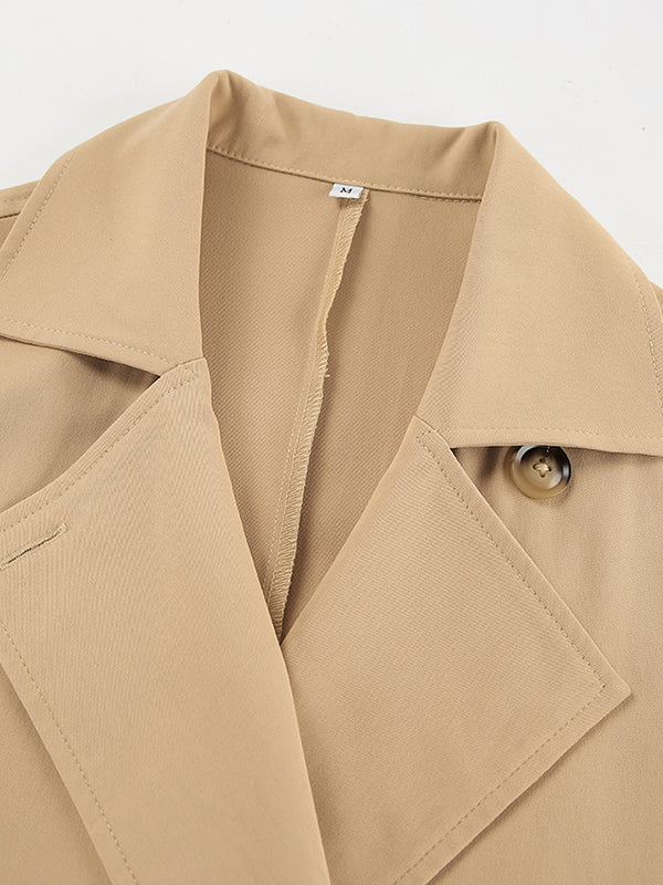 Long Sleeves Loose Split-Joint Lapel Outerwear Trench Coats