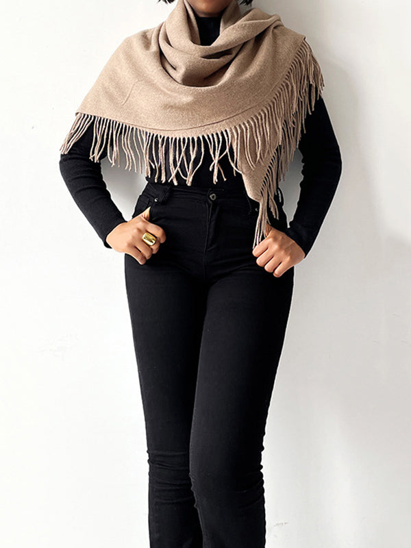 Solid Color Tasseled Shawl&Scarf