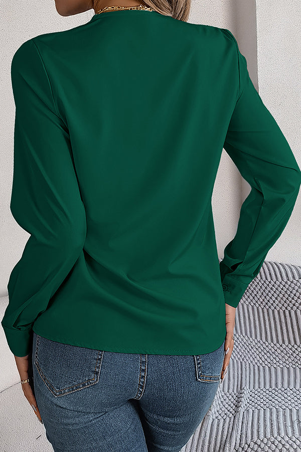 Elegant Layered V-neck Long-sleeved Casual Shirt