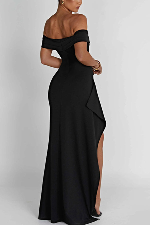 Sexy Lady Off Shoulder High Slit Maxi Dress