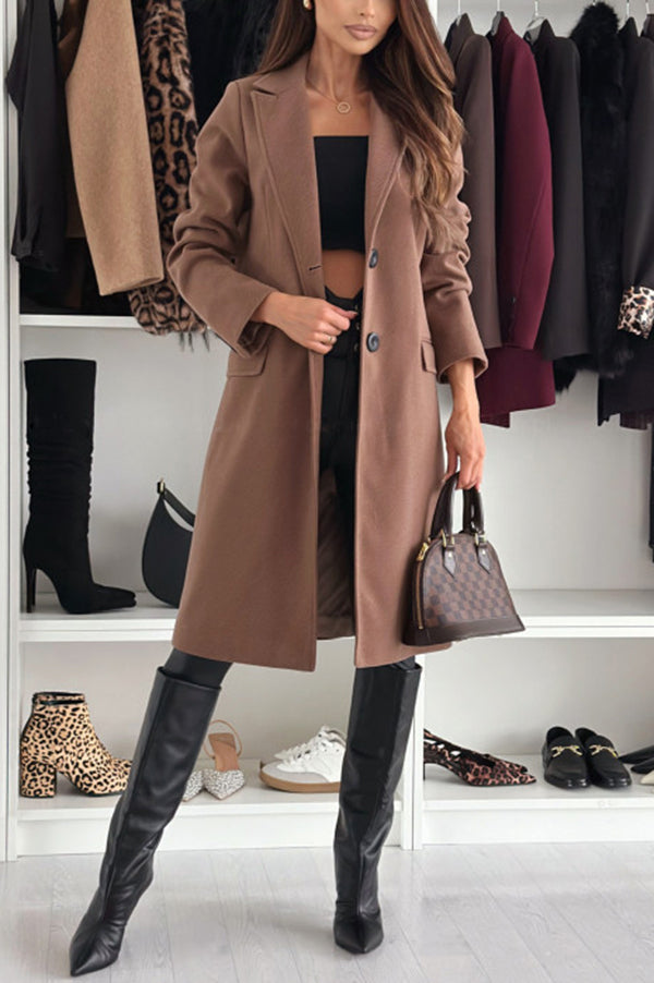 Fashionable Casual Lapel Long Sleeve Single Breasted Loose Coat