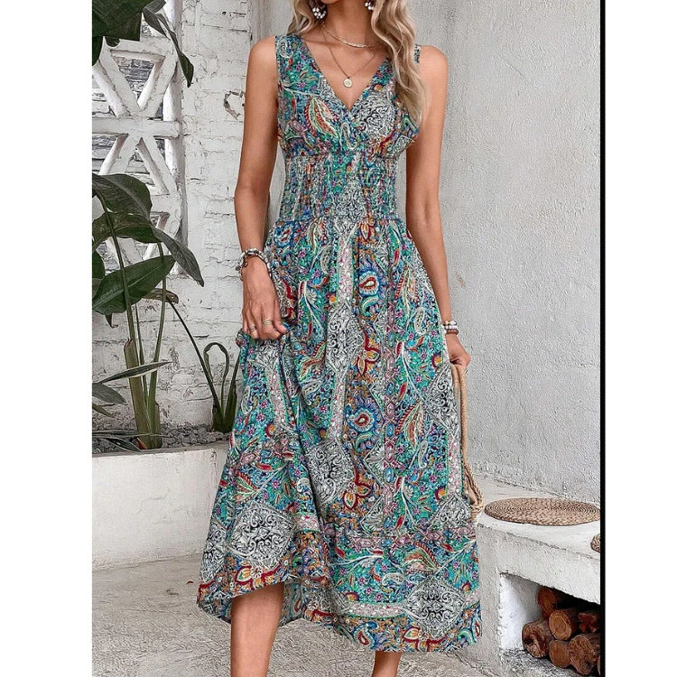 Casual Sleeveless V Neck Loose Maxi Dress