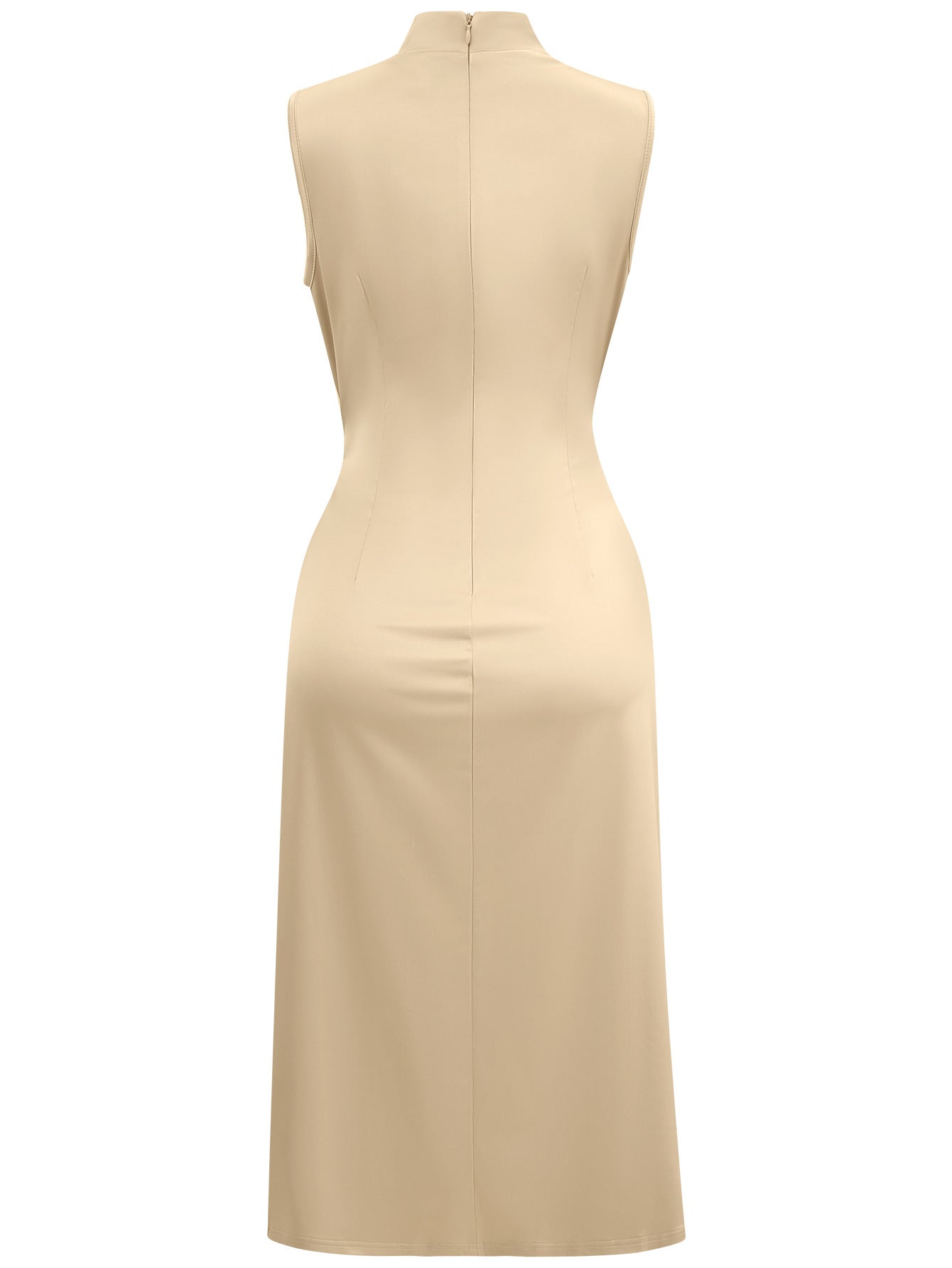 Sleeveless Halter Neck Solid Color Side Split Midi Dress