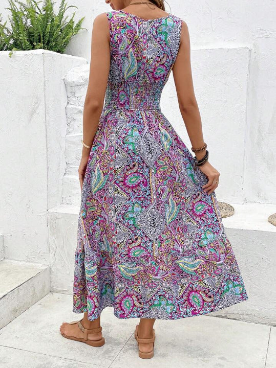 Casual Sleeveless V Neck Loose Maxi Dress