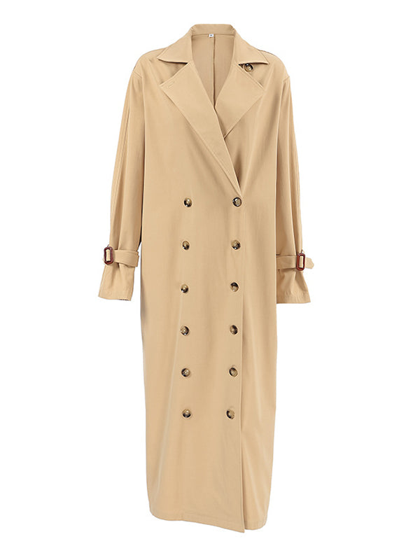 Long Sleeves Loose Split-Joint Lapel Outerwear Trench Coats