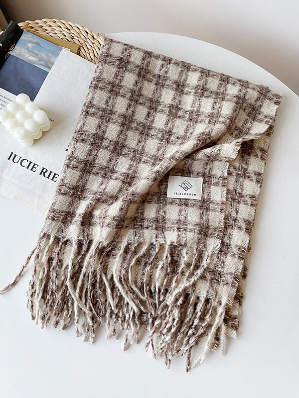 Plaid Tasseled Shawl&Scarf