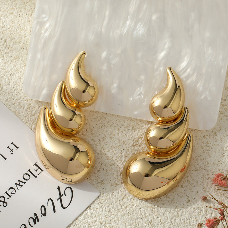 Fashionable Three-layer Drop Gold-plated Earrings