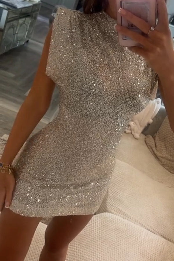 Adorable Sexy Vibes Sequin Wide Sleeve Mini Dress