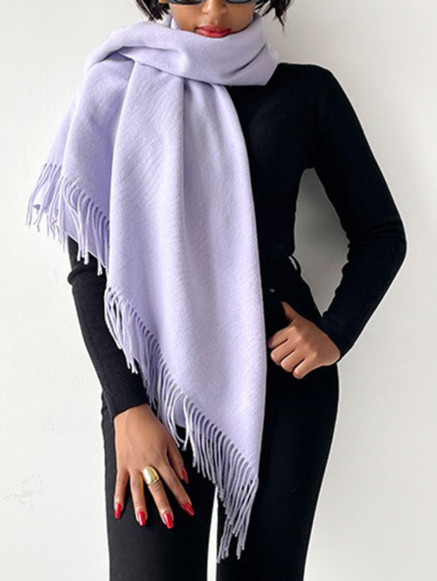 Solid Color Tasseled Shawl&Scarf