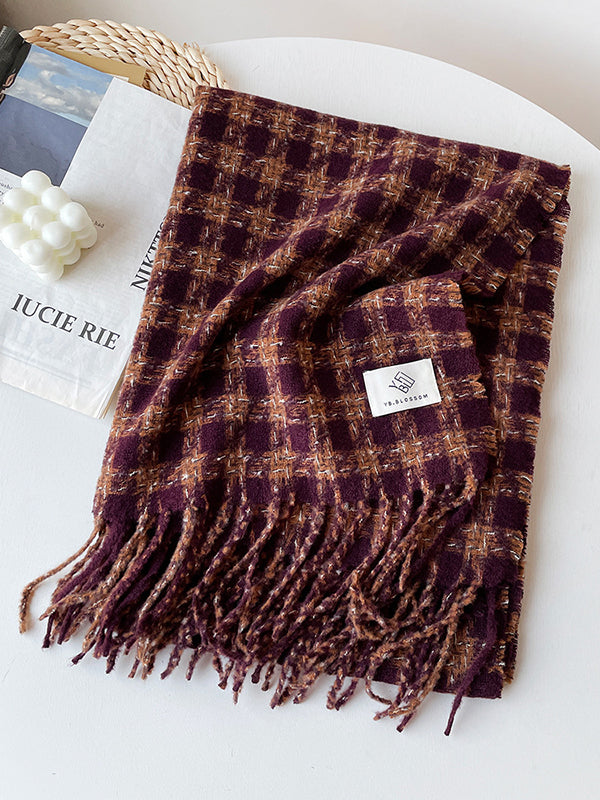 Plaid Tasseled Shawl&Scarf