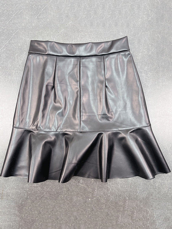 High Waisted Buttoned Ruffled Solid Color Split-Joint Skirts Bottoms