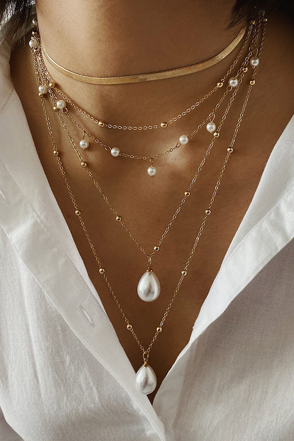 Vintage Chain Imitation Pearl Necklace