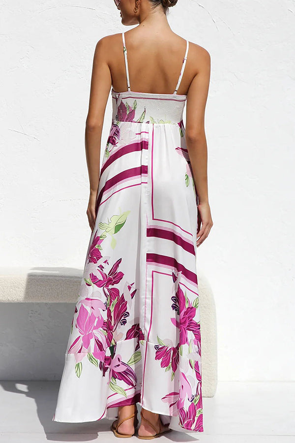 Bailey Unique Print Back Smocked A-line Slip Maxi Dress