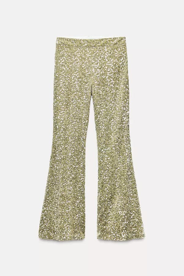 Promise You A Party Sequin High-waisted Elastic Waist Flare Pants