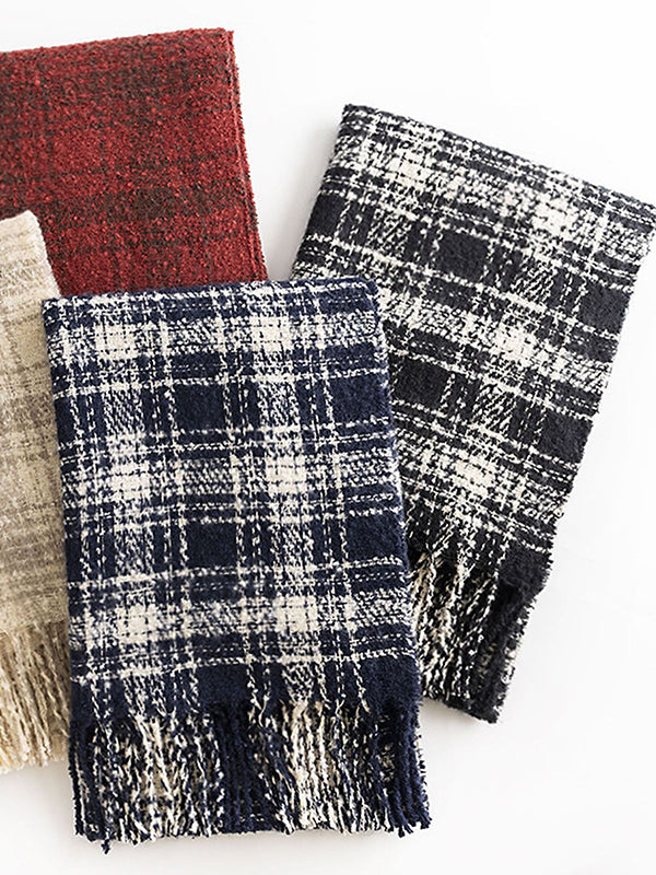 Keep Warm Plaid Tasseled Shawl&Scarf