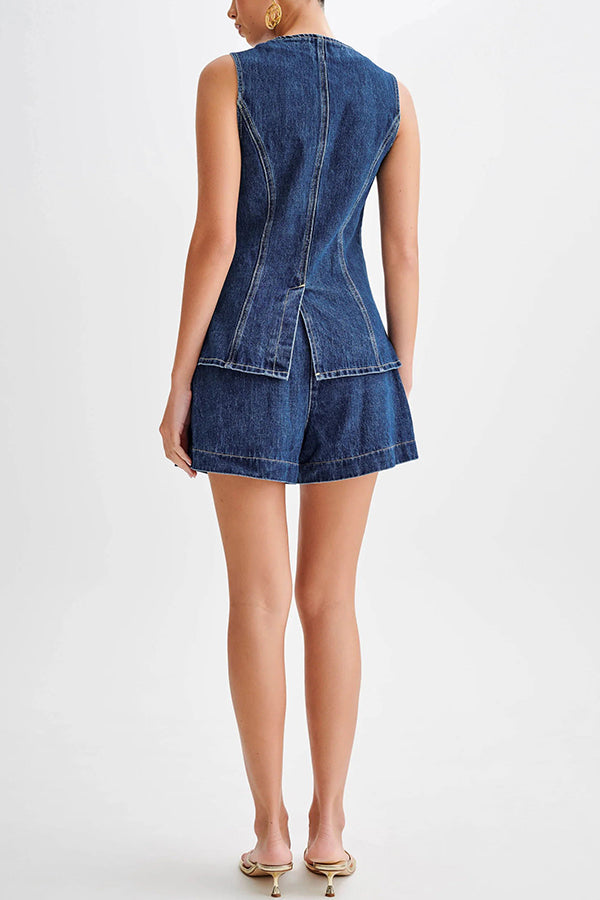 Abel Denim High Waist Relaxed Fit Shorts