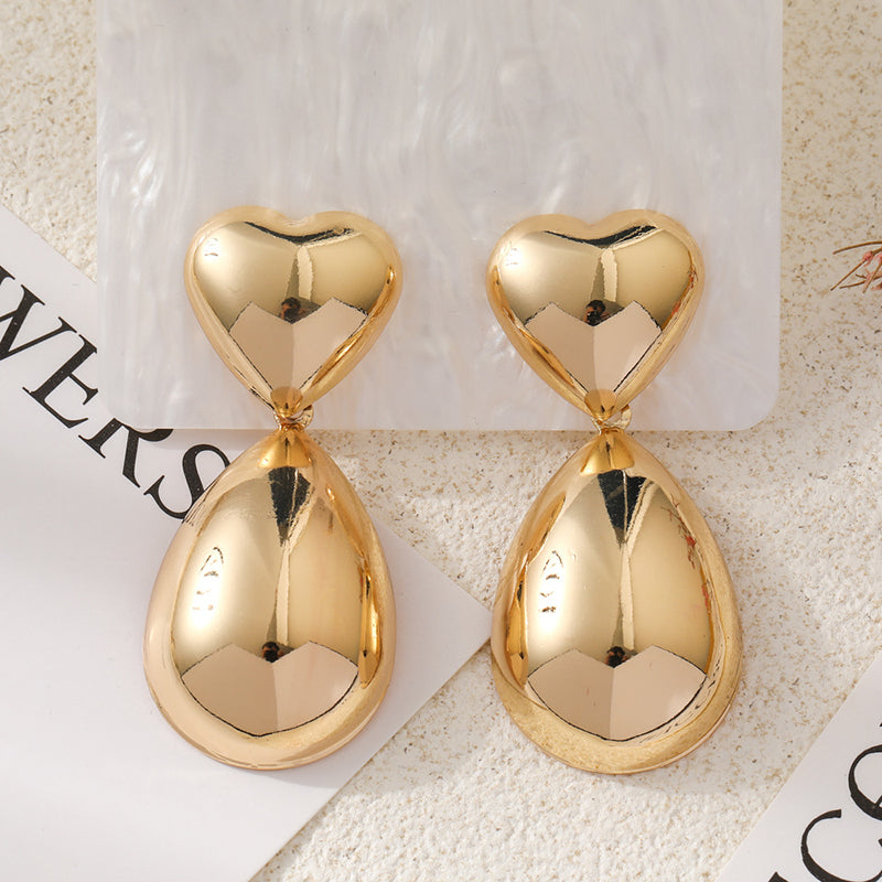 Simple Love Drop-shaped Metal Earrings