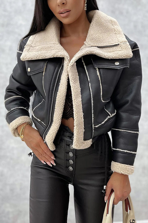 Stylish Lambswool Short Zipped Biker Jacket