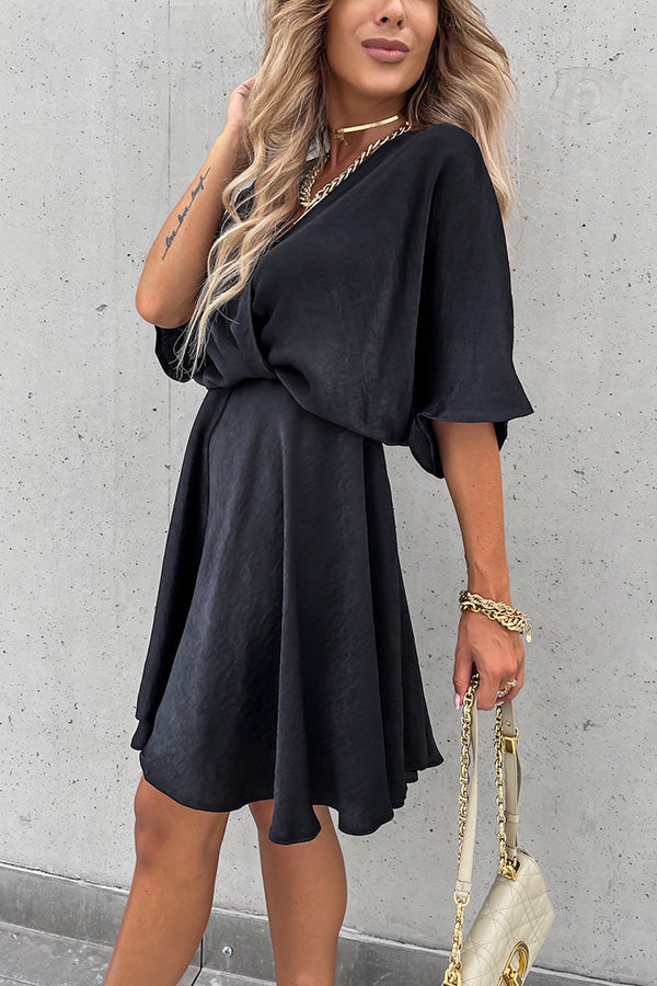 Tell You Something Batwing Sleeve Satin Dress